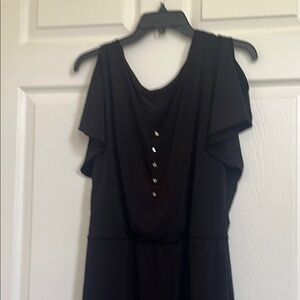 White House Black Market Black Cut Out Buttoned Midi Dress